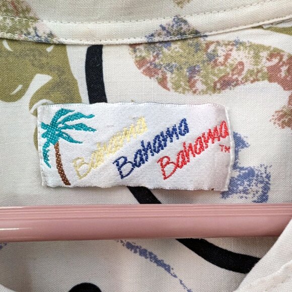 RARE! Vintage BAHAMA BAHAMA BAHAMA Tropical  Mens Short Sleeve 100% SILK - Picture 2 of 5